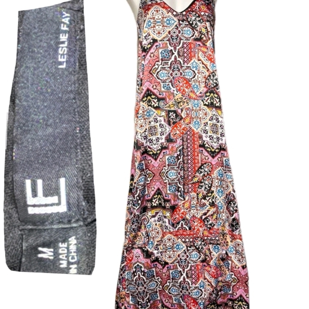 Leslie Fay Pink & Blue Ethnic-Print Maxi Dress
